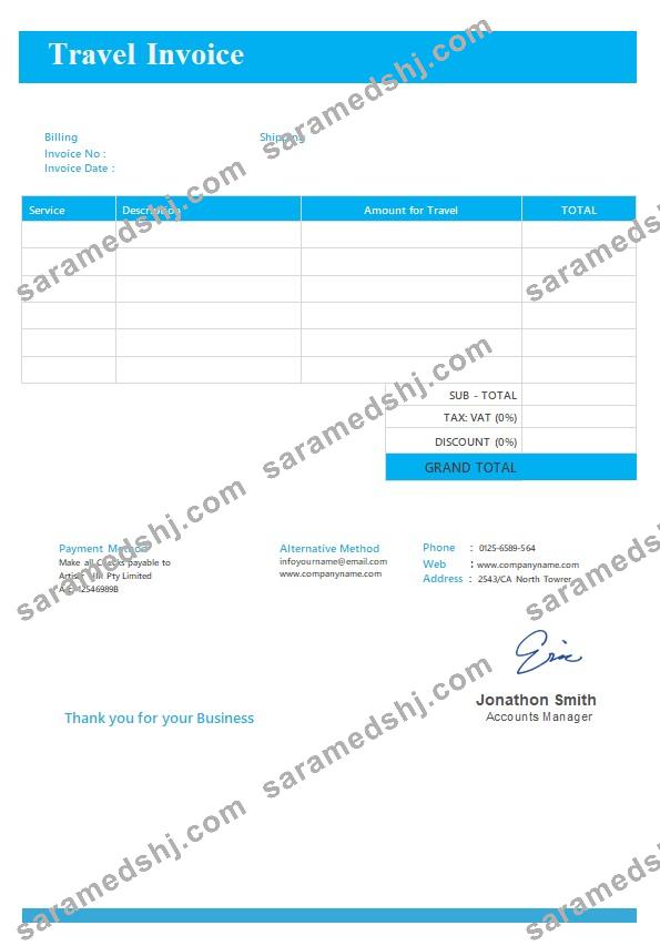 Free Travel Invoice Template